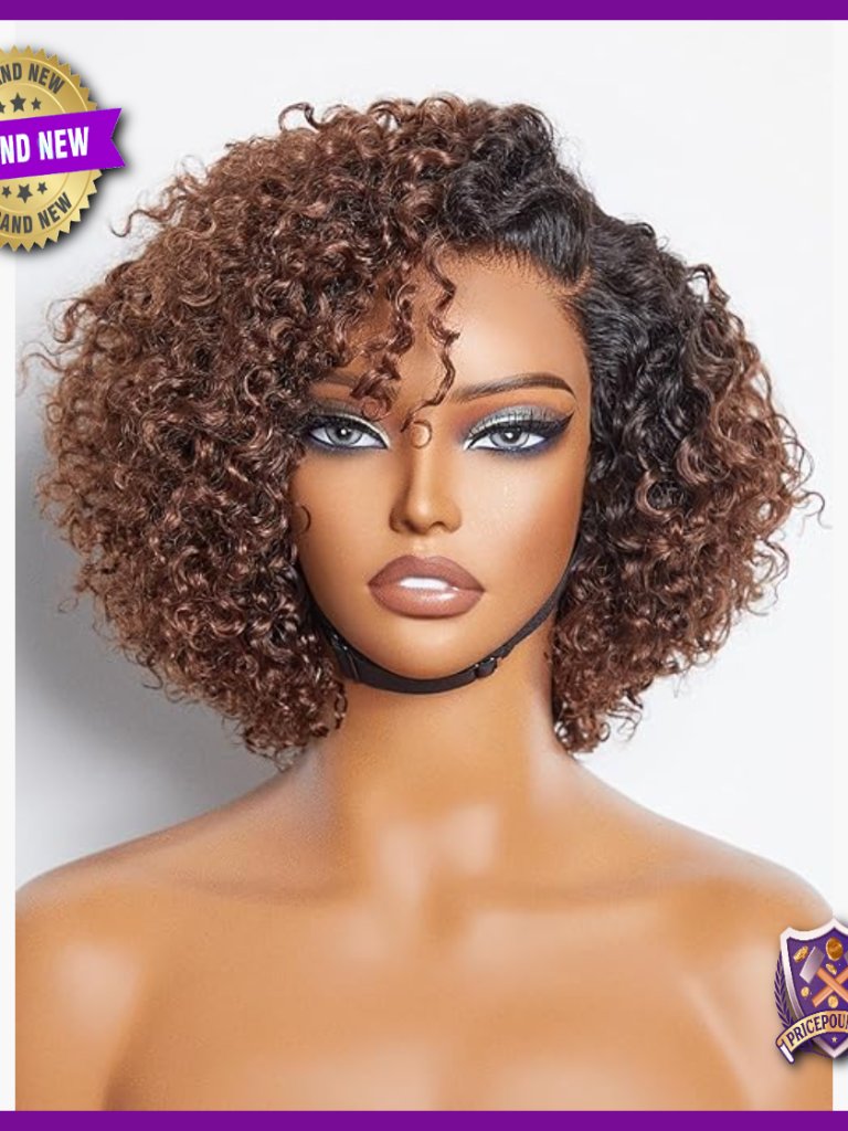 8 Inch Kinky Curly Human Hair Wig Glueless Hd Lace Closure Pre Cut